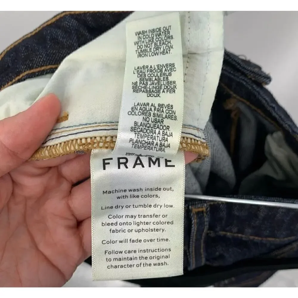 FRAME Le Crop Mini Boot Cuffed Dark Wash Stretch Jeans Womens 27 Cropped Bootcut